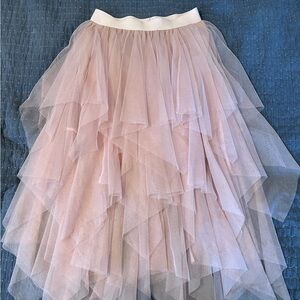 Elegant Pink Layered Tulle Skirt